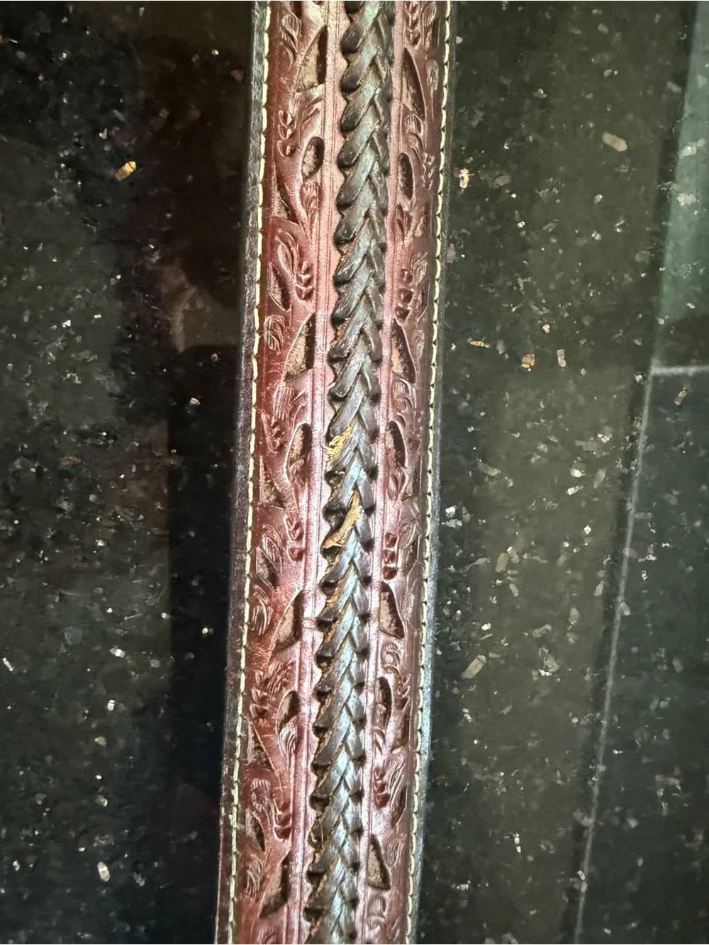 Vintage Resistol hand-tooled Western leather belt size 44